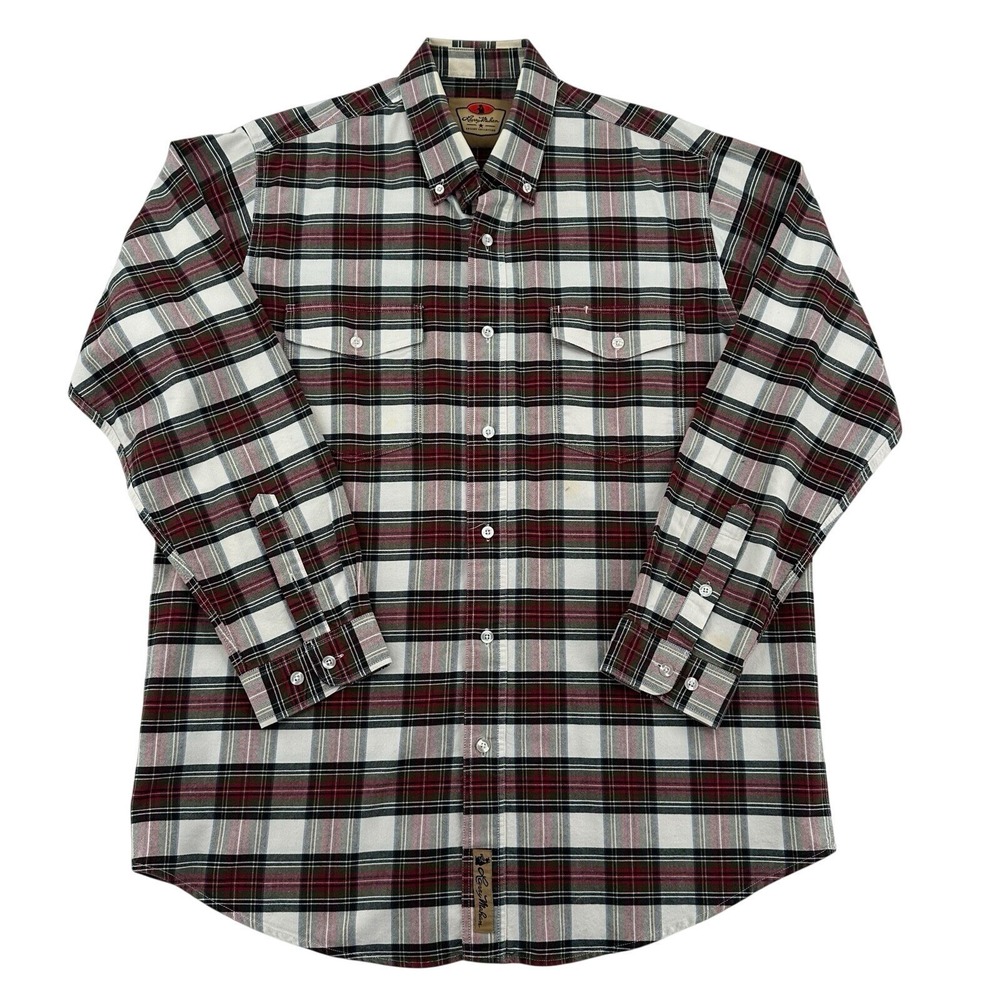 Larry Mahan Men L Cowboy Collection Plaid Western Button Down Shirt Red Green